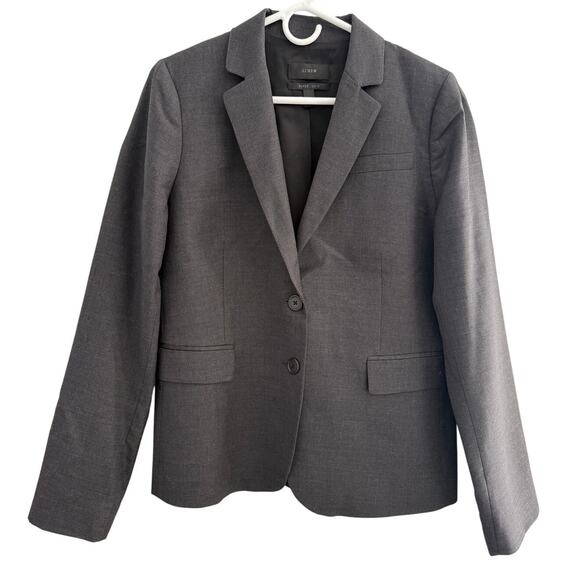 J.Crew Two Button Super 120s Merino Wool Gray Preppy Blazer Jacket 12 Tall - Picture 1 of 6